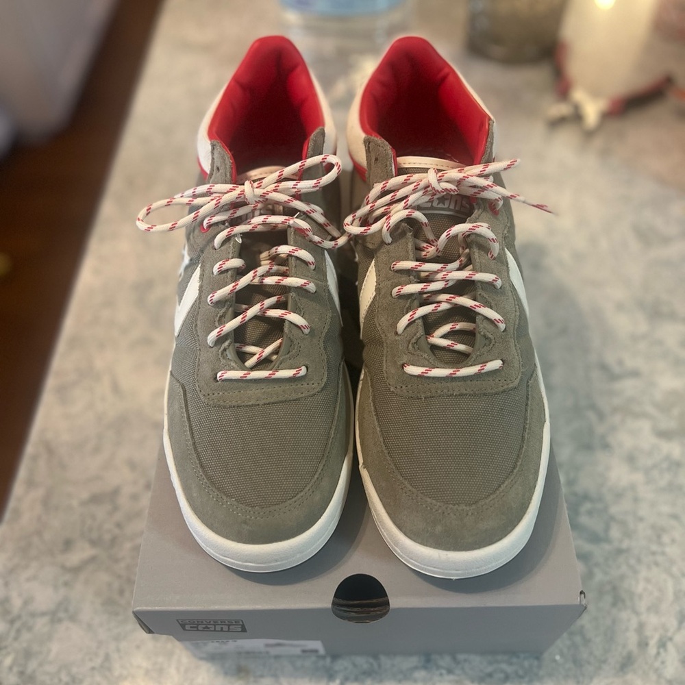 Converse Men's Olive Green Sneakers with White Accents - Picture 2 of 6